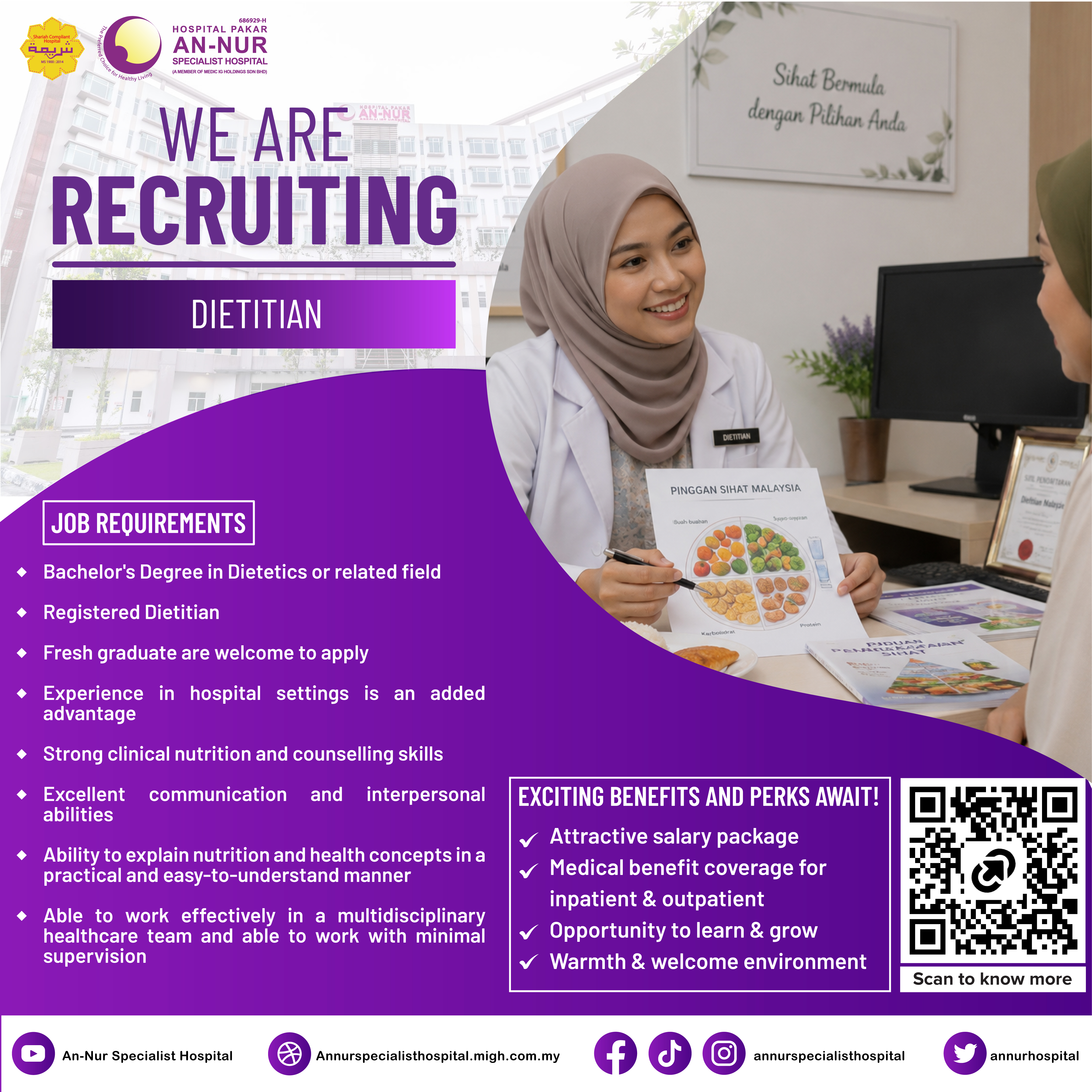 Dietitian — Jawatan Kosong Hospital Pakar An-Nur Bangi