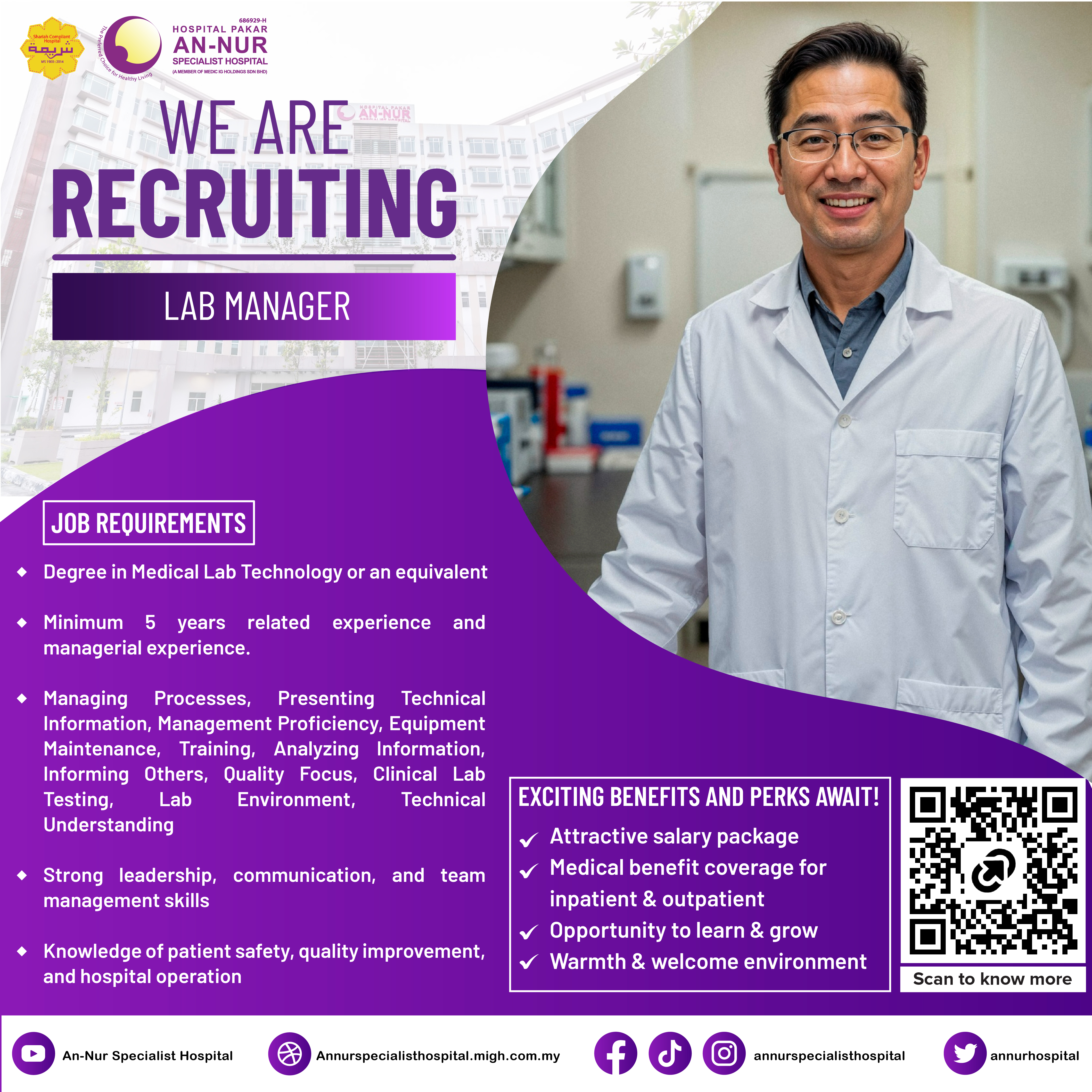 Lab Manager — Jawatan Kosong Hospital Pakar An-Nur Bangi