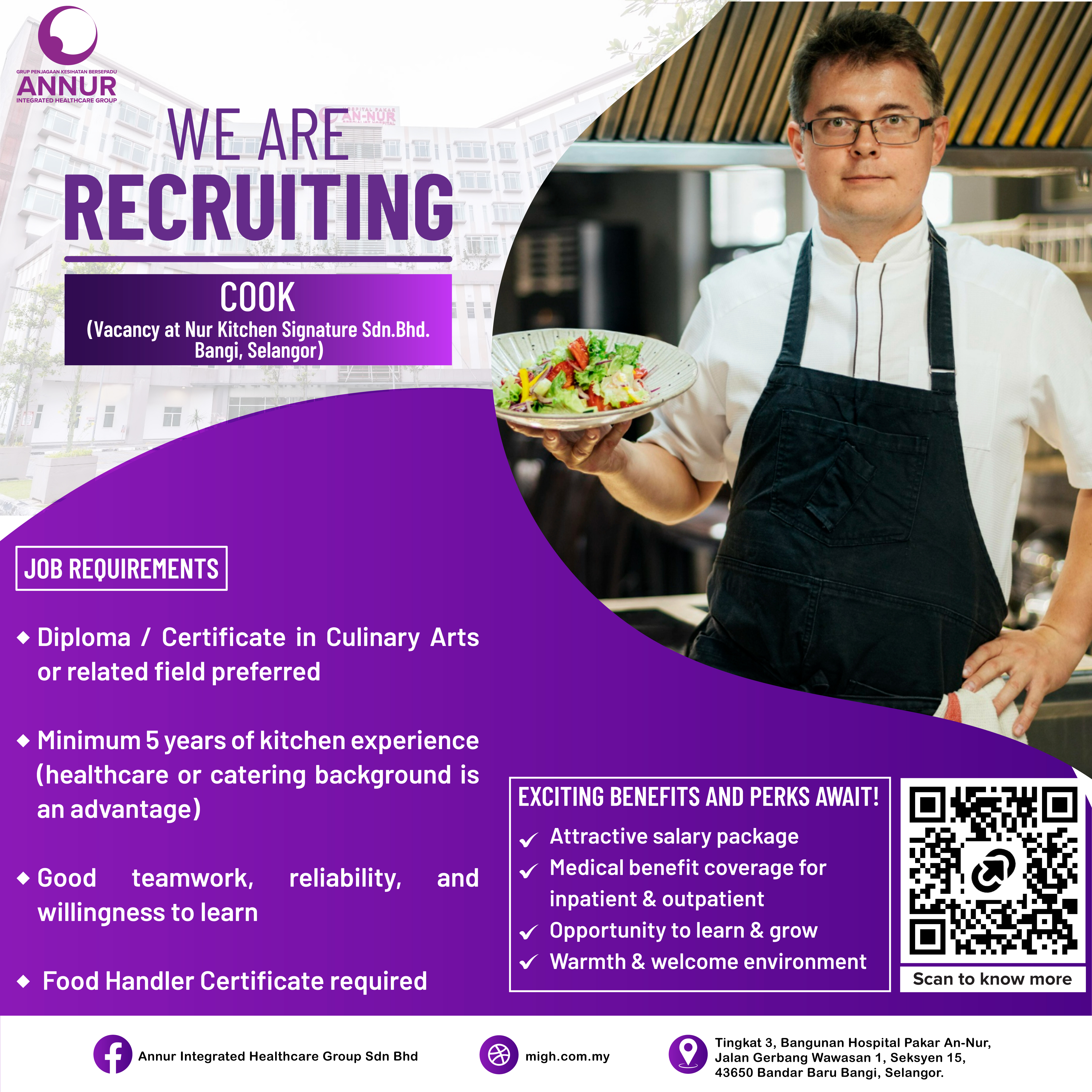 Cook — Jawatan Kosong Hospital Pakar An-Nur Bangi
