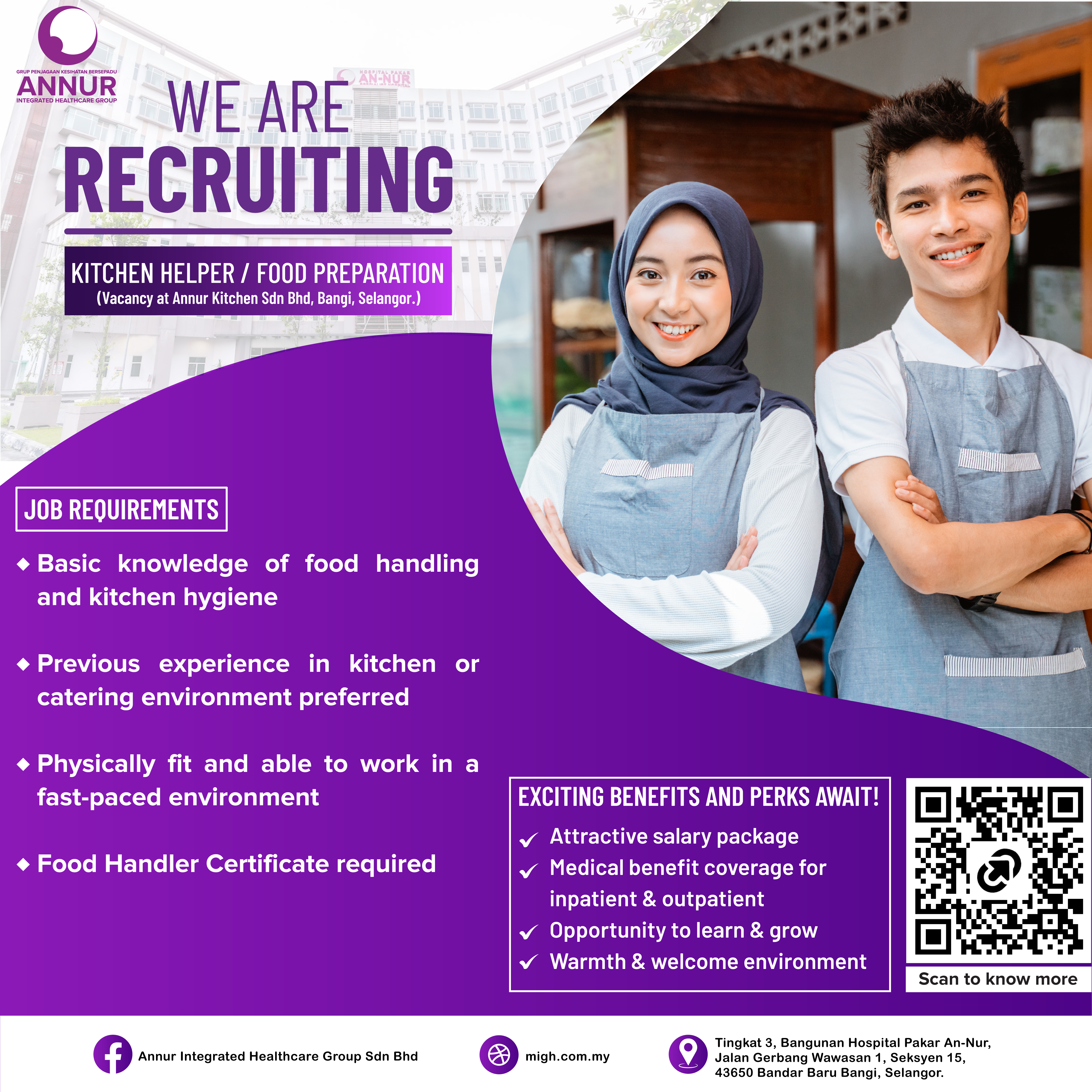 Kitchen Helper — Jawatan Kosong Hospital Pakar An-Nur Bangi