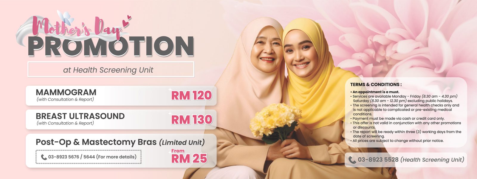 Mother's Day Promotion at Health Screening Unit — Mammogram RM120 + Breast Ultrasound RM130
