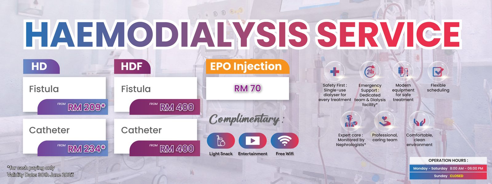 Haemodialysis Service An-Nur — HD dari RM209, HDF dari RM400