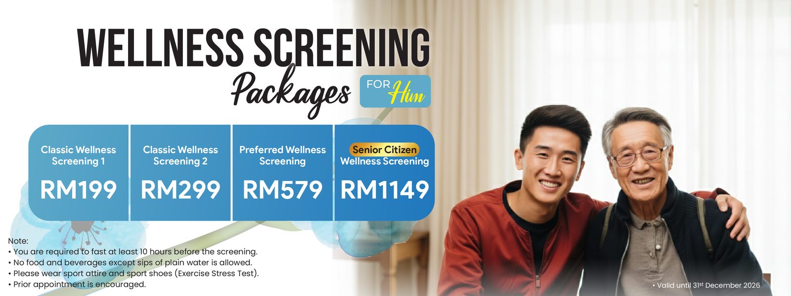 Wellness Screening Packages For Him — Classic RM199 hingga Senior Citizen RM1149